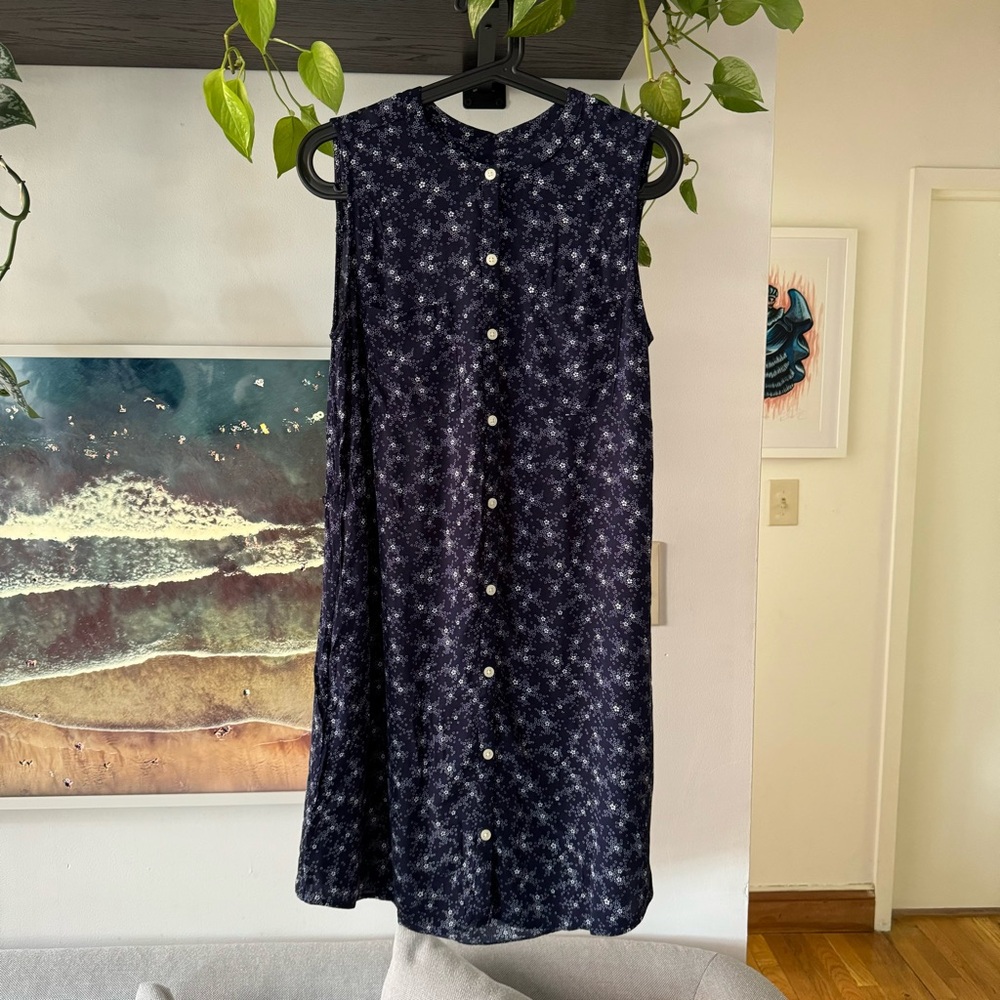 Gap Sleeveless Print Dress Navy Floral Size Small - Picture 3 of 15